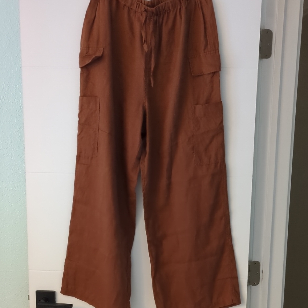 Magaschoni Wide-Leg Pants in Rust Brown